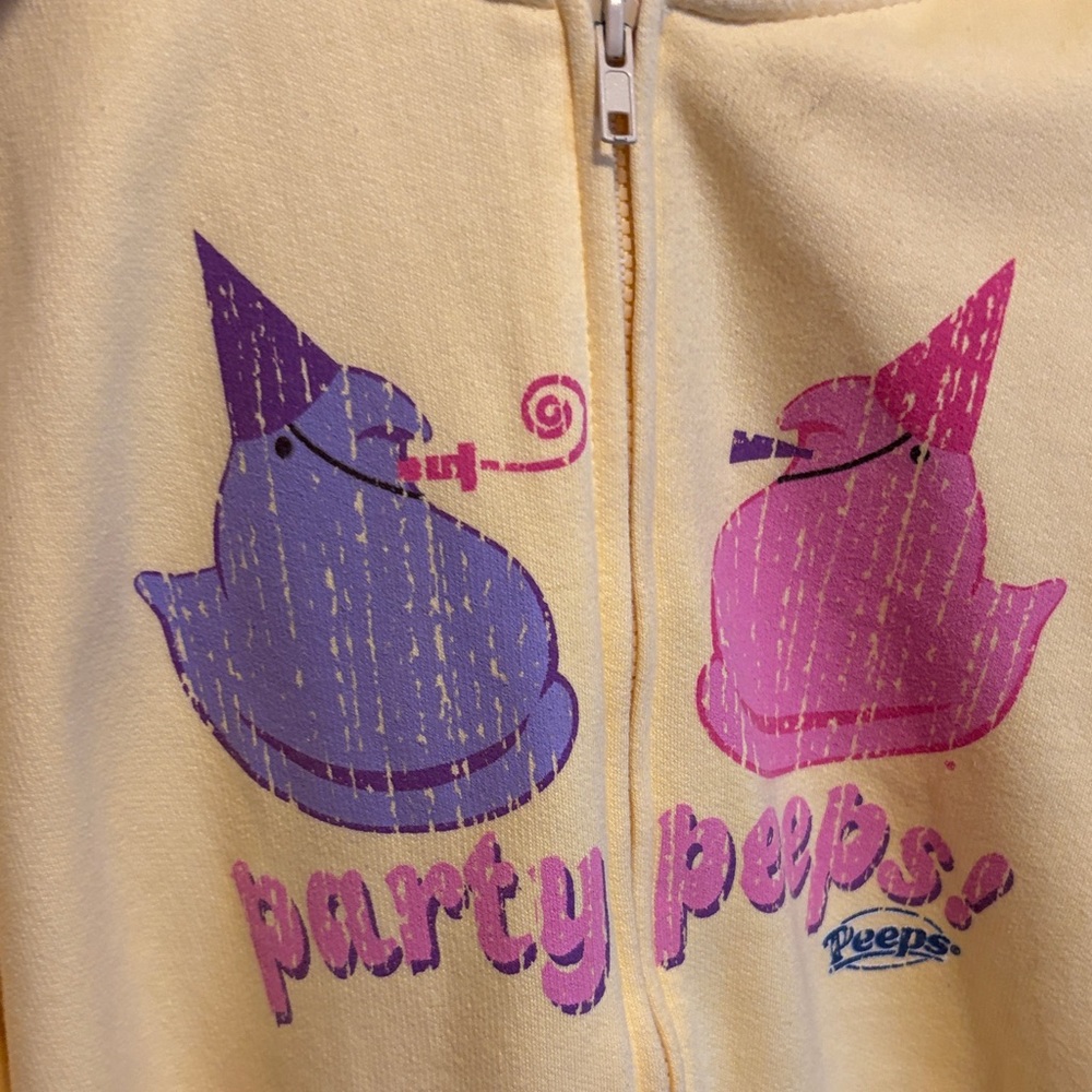 Cream Hoodie with Purple and Pink Design